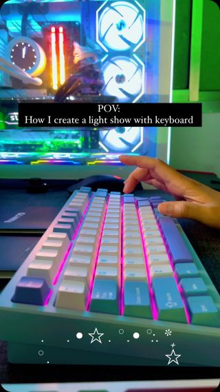 Join my light show of keyboard 🥹 

…
Hi friends, this is the first time I decide to buy a mechanical keyboard. Since the Rainy 75 is super hot recently because of the design and also the features with very affordable price. Beside the special sound like “rainy drop”, the led color lights are also good to perform in many mode.

Enjoy the led light show with me 😍

#rainy75keyboard 
#rainy75 #keyboard #ledlights #mechanicalkeyboard